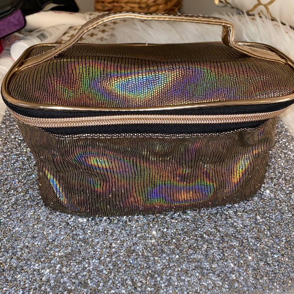 Gold metallic cosmetic case
